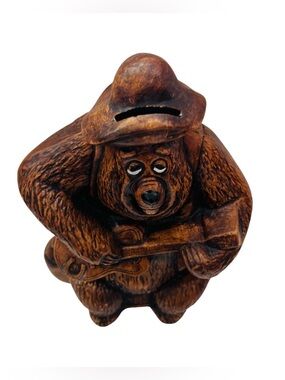 Vintage Disney Productions Big Al Country Bear Jamboree Brown Ceramic Coin Bank